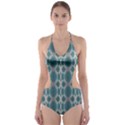 Tropical Blue Abstract Ocean Drops Cut-Out One Piece Swimsuit View1