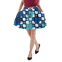 Blue Texture                       A-line Pocket Skirt by LalyLauraFLM