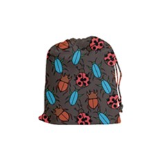 Beetles And Ladybug Pattern Bug Lover  Drawstring Pouches (medium)  by BubbSnugg