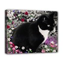 Freckles In Flowers Ii, Black White Tux Cat Deluxe Canvas 20  x 16   View1