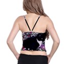 Freckles In Flowers Ii, Black White Tux Cat Spaghetti Strap Bra Top View2