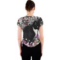 Freckles In Flowers Ii, Black White Tux Cat Crew Neck Crop Top View2