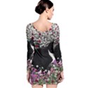 Freckles In Flowers Ii, Black White Tux Cat Long Sleeve Bodycon Dress View2