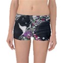 Freckles In Flowers Ii, Black White Tux Cat Boyleg Bikini Bottoms View1