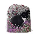 Freckles In Flowers Ii, Black White Tux Cat Drawstring Pouches (XXL) View2