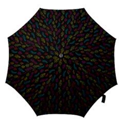 Whimsical Feather Pattern, Bright Pink Red Blue Green Yellow, Hook Handle Umbrella (medium) by Zandiepants