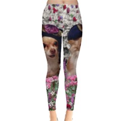 Chi Chi In Flowers, Chihuahua Puppy In Cute Hat Leggings  by DianeClancy