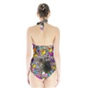 Emma In Butterflies I, Gray Tabby Kitten Women s Halter One Piece Swimsuit View2