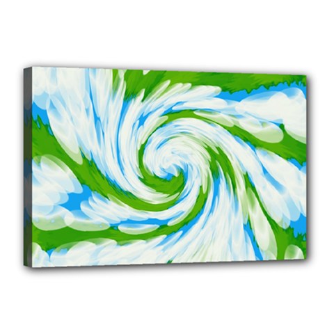 Tie Dye Green Blue Abstract Swirl Canvas 18  X 12  by BrightVibesDesign