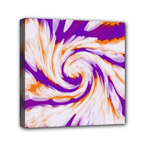 Tie Dye Purple Orange Abstract Swirl Mini Canvas 6  X 6  by BrightVibesDesign