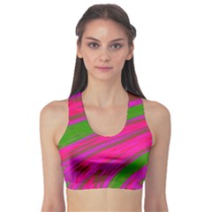 Swish Bright Pink Green Design Sports Bra by BrightVibesDesign