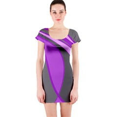 Purple Elegant Lines Short Sleeve Bodycon Dress by Valentinaart