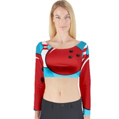 Bowling  Long Sleeve Crop Top by Valentinaart