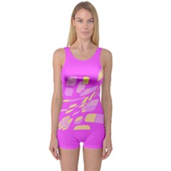 Pink Abstraction One Piece Boyleg Swimsuit by Valentinaart