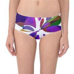 Colorful Abstract Flower Mid-waist Bikini Bottoms by Valentinaart