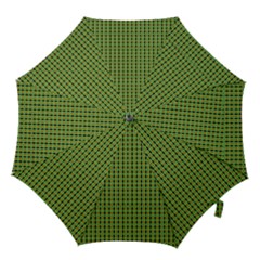 Mod Green Orange Pattern Hook Handle Umbrellas (small) by BrightVibesDesign