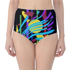 Colorful Abstract Art High-waist Bikini Bottoms by Valentinaart