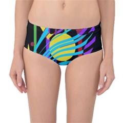 Colorful Abstract Art Mid-waist Bikini Bottoms by Valentinaart