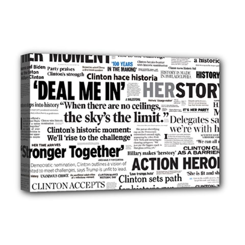 Hillary 2016 Historic Headlines Deluxe Canvas 18  X 12   by blueamerica