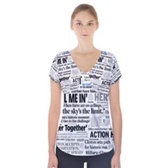 Hillary 2016 Historic Headlines Short Sleeve Front Detail Top by blueamerica