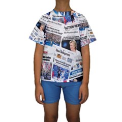 Hillary 2016 Historic Newspaper Collage Kid s Short Sleeve Swimwear by blueamerica