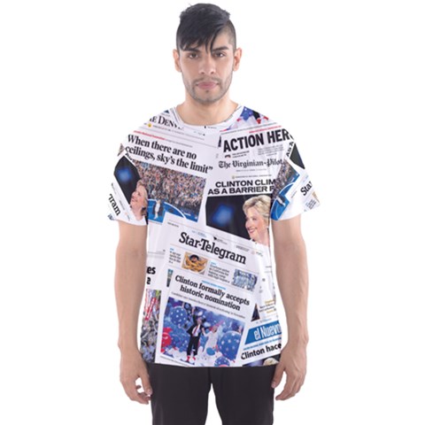 Hillary 2016 Historic Newspaper Collage Men s Sport Mesh Tee by blueamerica