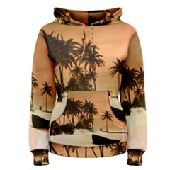 Wonderful Sunset Over The Beach, Tropcal Island Women s Pullover Hoodie by FantasyWorld7