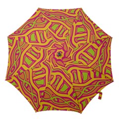 Orange Hot Abstract Art Hook Handle Umbrellas (small) by Valentinaart