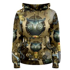 Steampunk, Awesome Owls With Clocks And Gears Women s Pullover Hoodie by FantasyWorld7