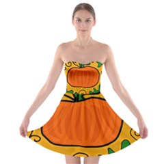 Thanksgiving Pumpkin Strapless Dresses by Valentinaart