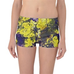 Yellow And Purple Splatter Paint Pattern Boyleg Bikini Bottoms by traceyleeartdesigns