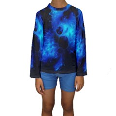 Blue Universe Fractal Pattern Kid s Long Sleeve Swimwear by traceyleeartdesigns