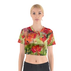 Abstact Poppys Art Print Cotton Crop Top by artistpixi