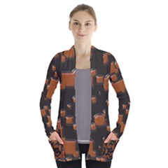 Brown Pieces               Women s Open Front Pockets Cardigan by LalyLauraFLM