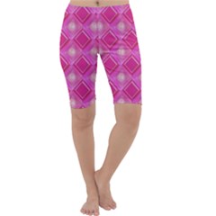 Pink Sweet Number 16 Diamonds Geometric Pattern Cropped Leggings  by yoursparklingshop