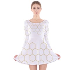 Honeycomb Pattern Graphic Design Long Sleeve Velvet Skater Dress by picsaspassion