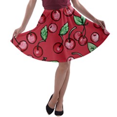 Cherry Cherries For Spring A-line Skater Skirt by BubbSnugg