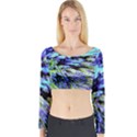 Colorful Floral Art Long Sleeve Crop Top View1