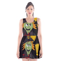 Halloween Witch Scoop Neck Skater Dress by Valentinaart