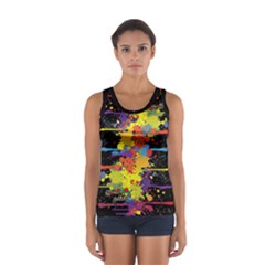 Crazy Multicolored Double Running Splashes Women s Sport Tank Top  by EDDArt