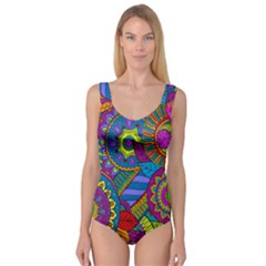 Pop Art Paisley Flowers Ornaments Multicolored Princess Tank Leotard  by EDDArt