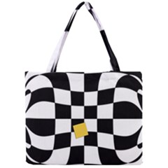 Dropout Yellow Black And White Distorted Check Mini Tote Bag by designworld65