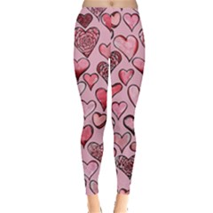 Artistic Valentine Hearts Leggings  by BubbSnugg