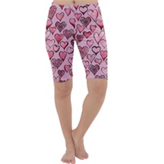 Artistic Valentine Hearts Cropped Leggings  by BubbSnugg