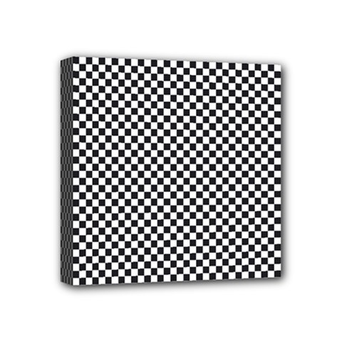 Sports Racing Chess Squares Black White Mini Canvas 4  X 4  by EDDArt