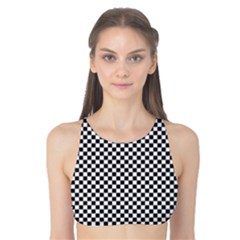 Sports Racing Chess Squares Black White Tank Bikini Top by EDDArt