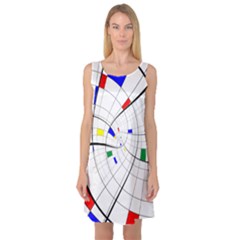 Swirl Grid With Colors Red Blue Green Yellow Spiral Sleeveless Satin Nightdress by designworld65