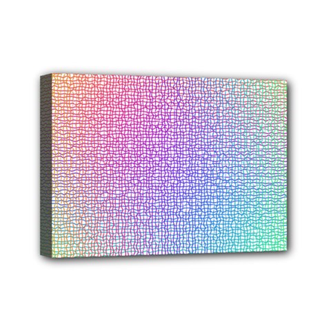 Rainbow Colorful Grid Mini Canvas 7  X 5  by designworld65