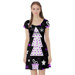 Purple Playful Xmas Short Sleeve Skater Dress by Valentinaart