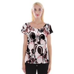 Pink Abstract Garden Women s Cap Sleeve Top by Valentinaart